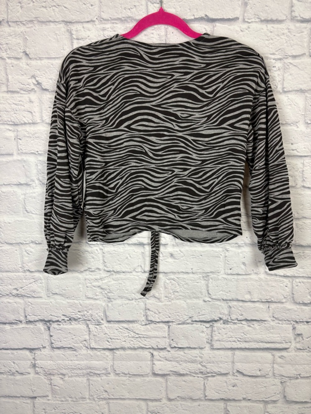 NWT Jessica Simpson Girls Zebra Animal Print Cropped Ruched top size 8/10 - Picture 5 of 6